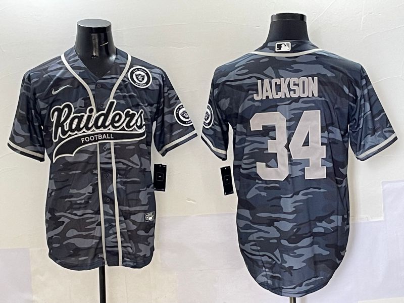 Men 2025 Oakland Raiders 34 Jackson Camo Joint Name Nike Limited NFL Jersey style 7